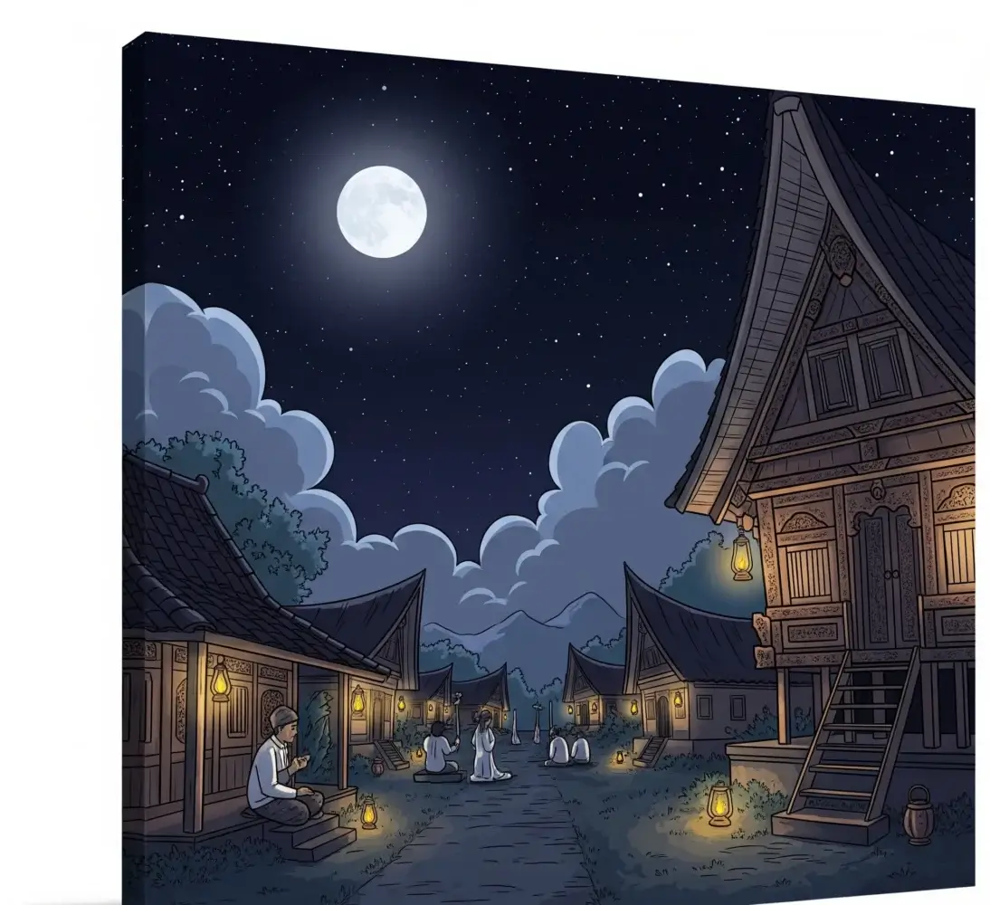 Ilustrasi suasana malam Jumat Kliwon yang tenang dan reflektif
