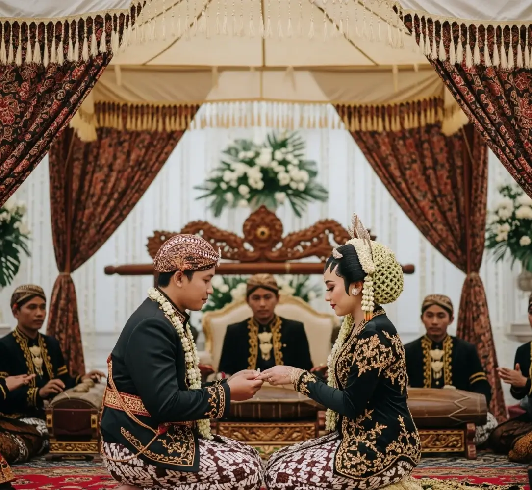 Pasangan Jawa yang sedang melangsungkan pernikahan adat
