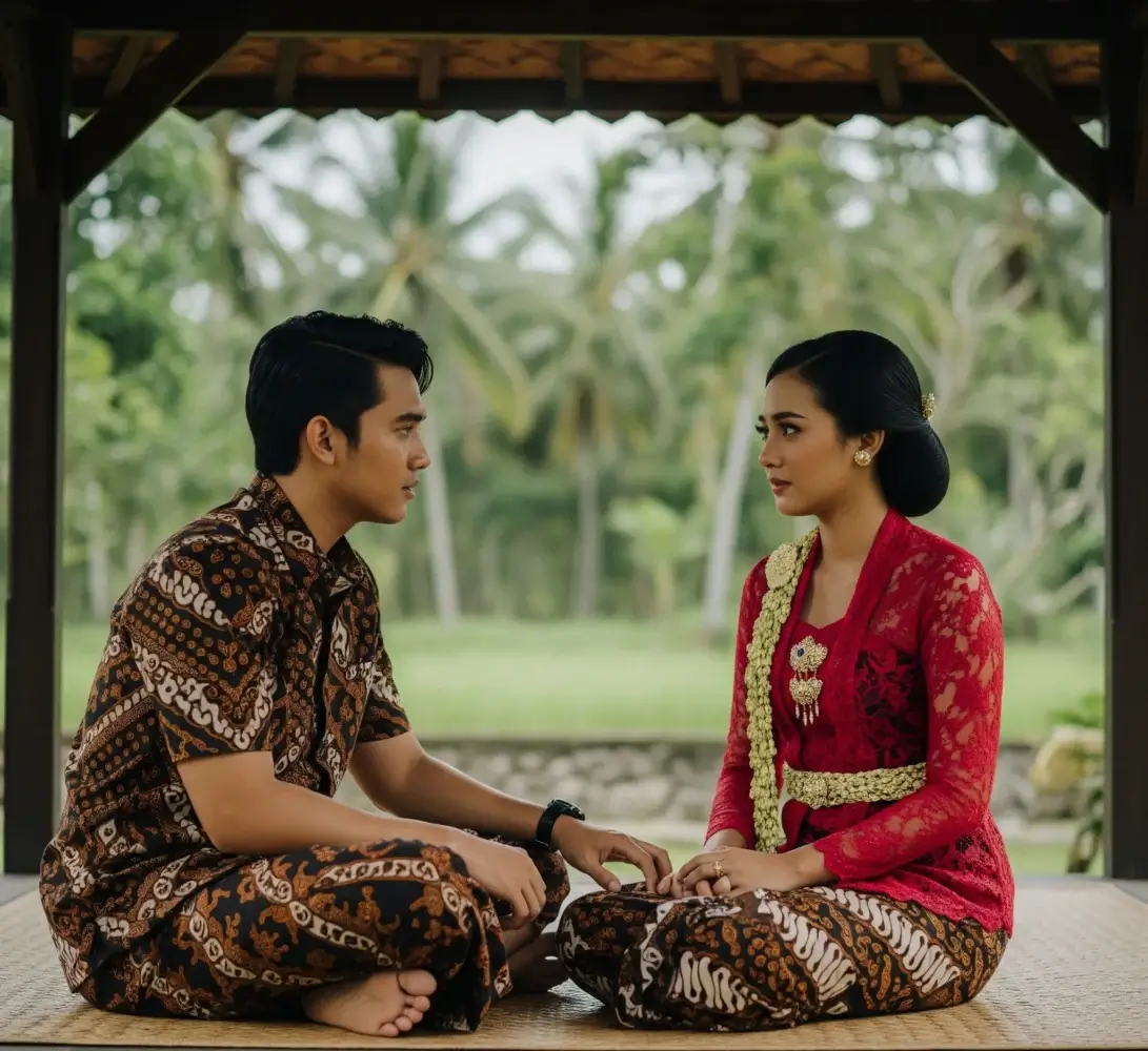 Pasangan muda berdiskusi dengan serius tentang masa depan hubungan mereka.