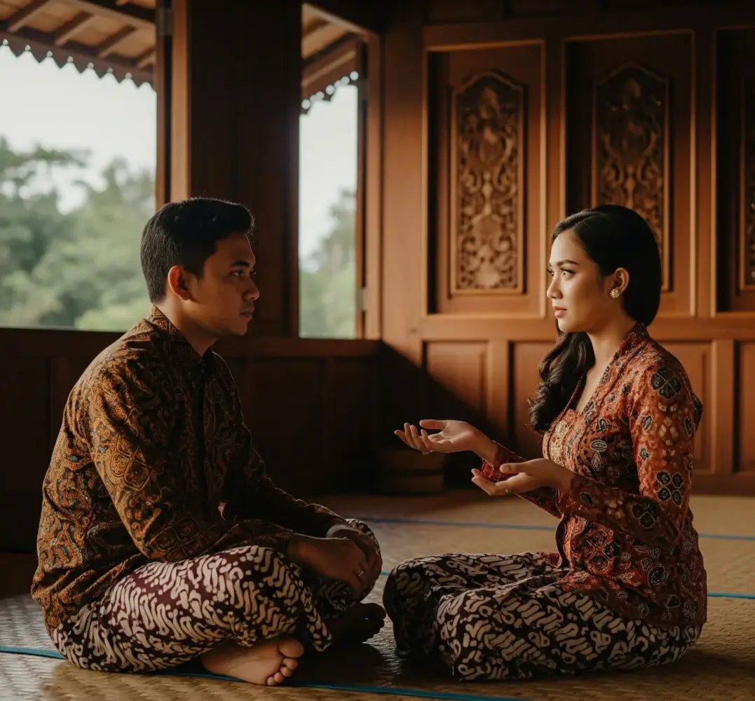 Pasangan muda berdiskusi dengan serius tentang masa depan hubungan mereka