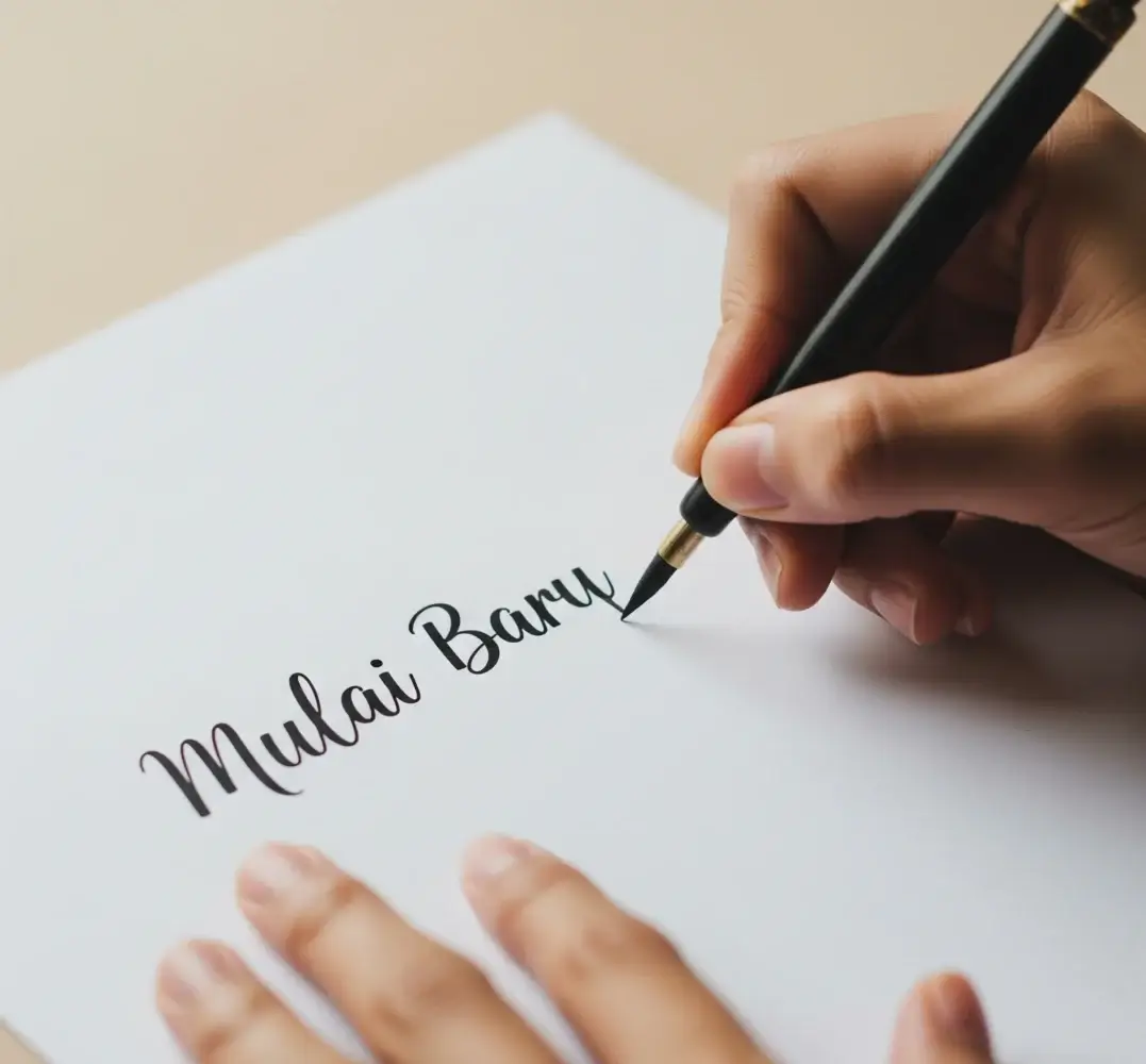 Tangan menuliskan niat positif di atas kertas, melambangkan komitmen diri dan memulai lembaran baru dengan kesadaran.